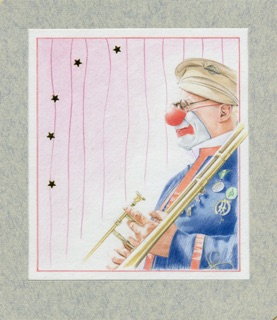 coloured crayon drawing of clown